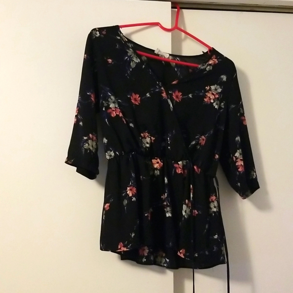 Womens size small blouse. Black floral